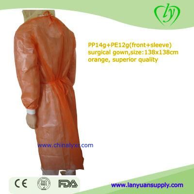 CE Impervious Disposable Isolation Gown with Knitted Cuff