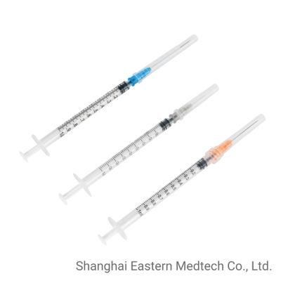 Professional Syringe Manufacturer Lds Needle Mounted 1ml Vaccine Syringe