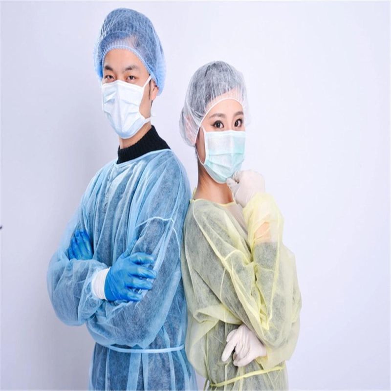 Disposable Isolation Gown No Woven Lab Gowns Knit Cuff Long Sleeve Blue 10 Pack