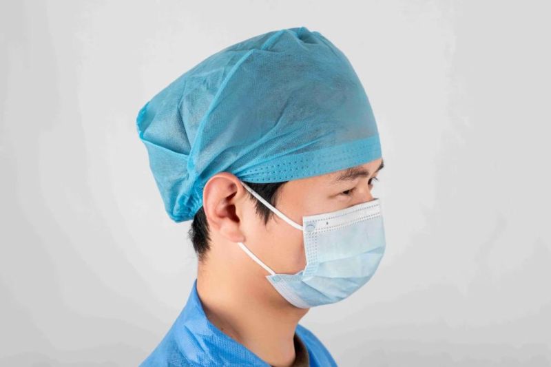 Wholesale Disposable Use Surgical Cap SMS/Non-Woven Doctor Cap with Elastic Rubber at Back