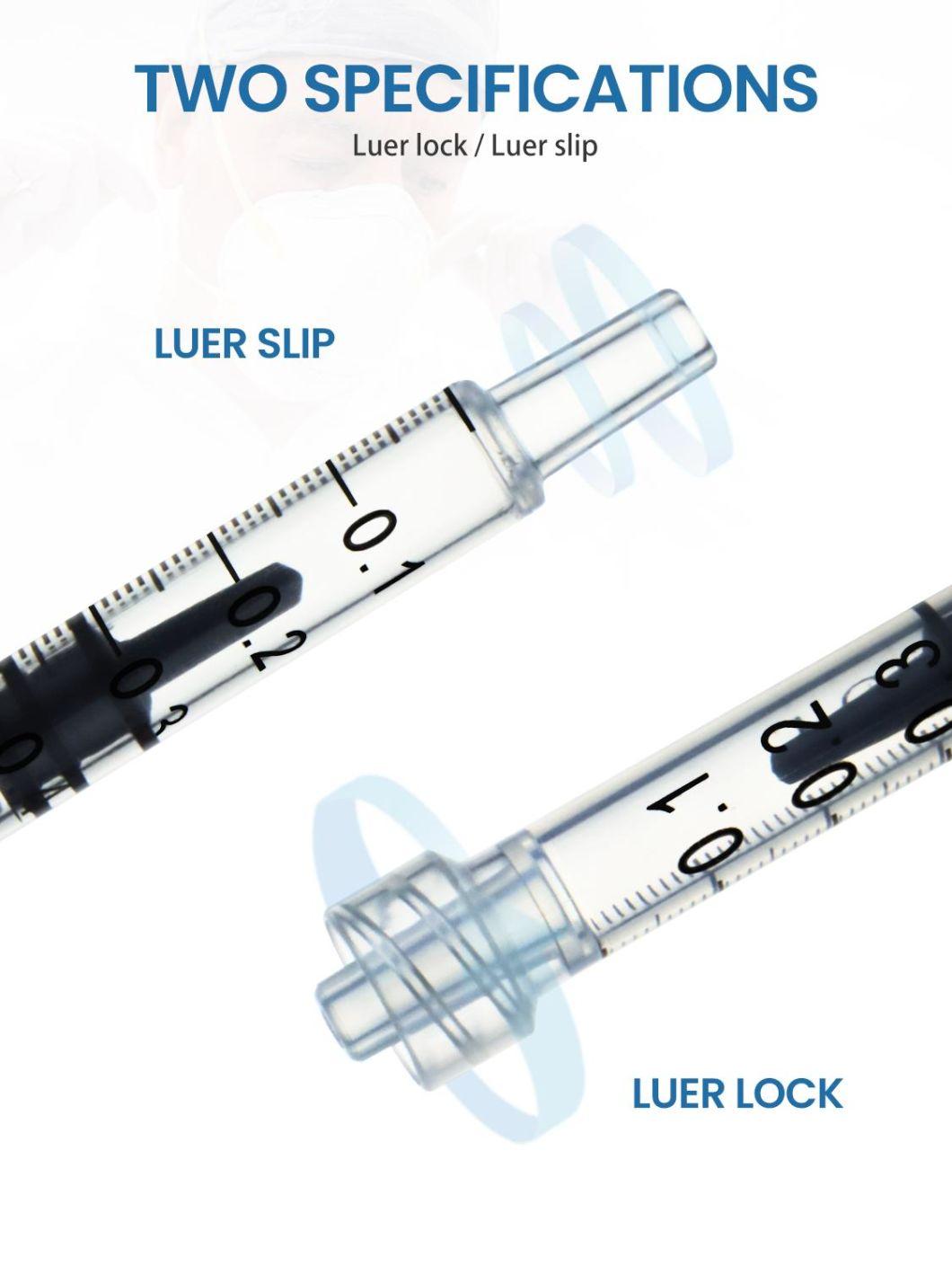 Medical Consumables Disposable 1ml Vaccine Syringe with Luer Lock