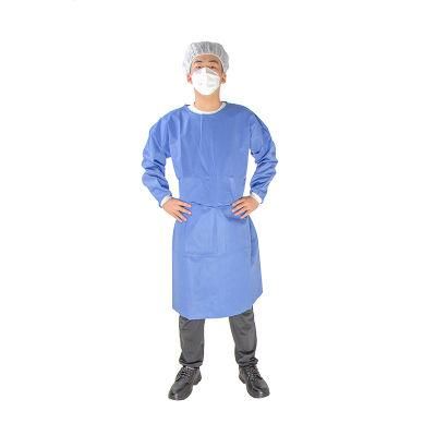 Existed Inventory Ready to Ship Safety Isolation Gown Disposable SMS Blue Protection Gown