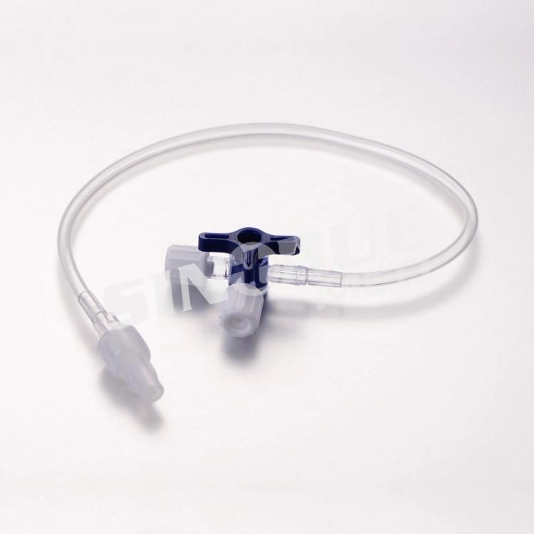 10-150cm PVC Disposable Medical Three Way Stopcock with Extension Tube