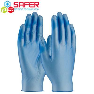 Made in China Disposable Blue Vinyl Examination Gloves with Powder Free