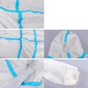 Disposable Protective Coverall Suit Long Front Zipper Elastic Waistband &amp; Cuffs Isolation Suit/1PC