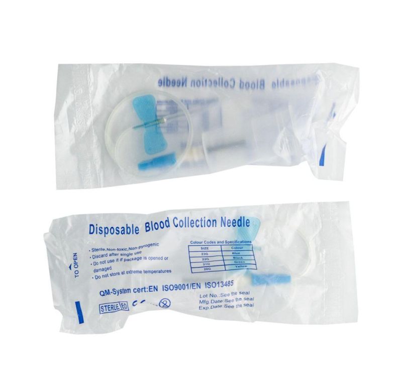 Disposable Butterfly 23G 24G Safety Blood Collection Lancet Injection IV Safety Butterfly Needles with Luer Holder