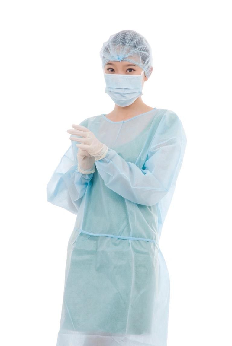 Elastic Cuffs Fluid-Resistance Disposable Medical Use PP Isolation Gown Long Sleeves Disposable Patient Gown for Hospital