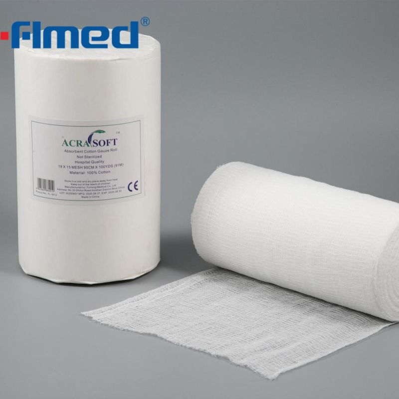 OEM Medical Non Sterile Absorbent Cotton Gauze Roll Gauze Bandage Gauze Swab with CE ISO13485 and CE
