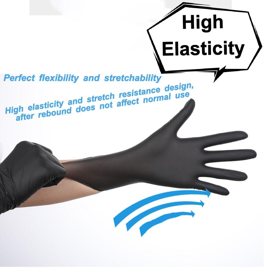 Food Grade Powder Free 510K En455 Disposable Black Nitrile Gloves
