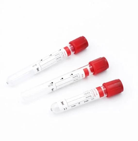 Medical Disposable Red Cap 13*100mm Vacuum Plain Blood Collection Tube for Adult with CE ISO