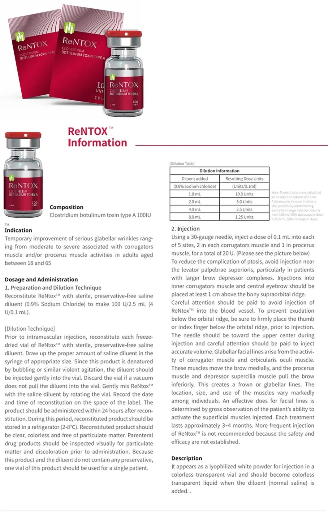 Injectable Korea Top Selling Botulax Meditoxin Innotox Nabota Hutox Novatox Dysport Injection Re N Tox Wrinkles Removal