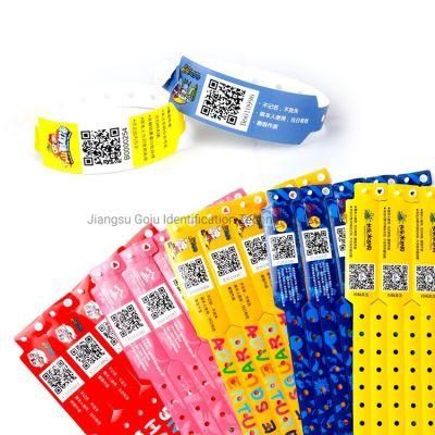 Goju Full Color Adult Waterproof Wide Shape Plastic Events Wristbands with Qr Code