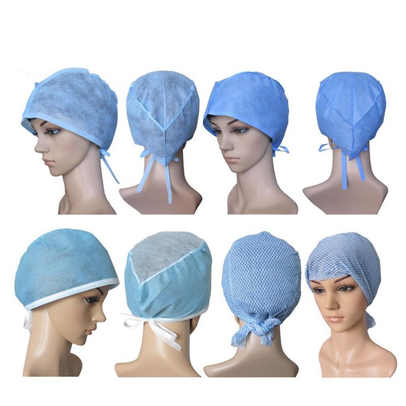 Disposable Nonwoven Doctor Cap with Tie on or Back Elastic