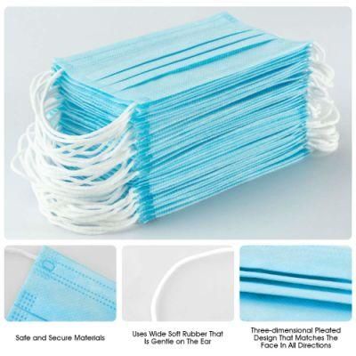 3 Layers Disposable Medical Mask Pleated Flat Packing 50PCS Pack