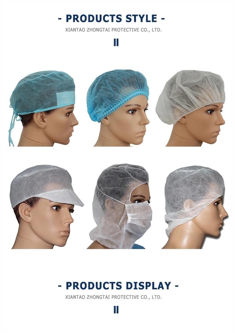 Nonwoven Mob Hair Clip Cap Disposable Surgeon Clipcap Medical Bouffant Cap for Food