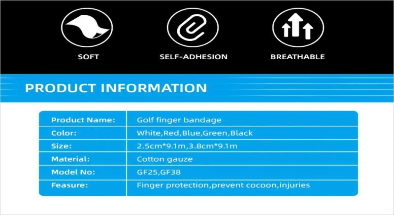 CE FDA Certified Golf Ice Hockey Grip Sports Cotton Gauze Finger Cohesive Bandage