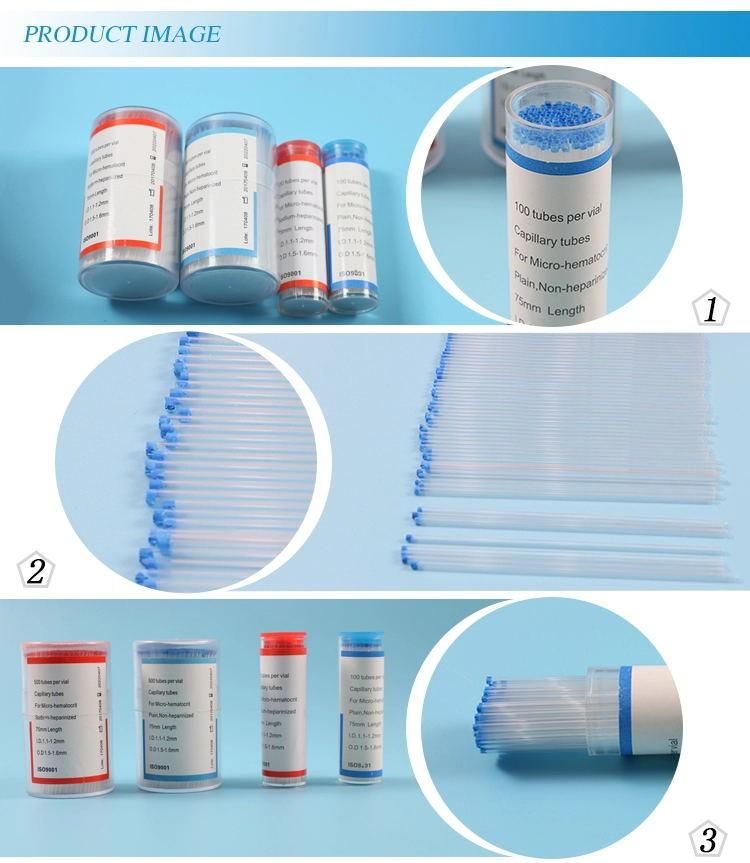 Laboratory Glass Hematocrit Blood Collection Disposable Micro Capillary Tube with Heparinized
