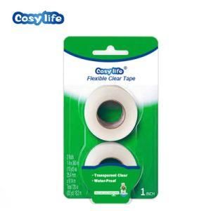 Flexible Clear First Aid Tape, Tears Easily, for Securing Medical Devices, 2 Rolls
