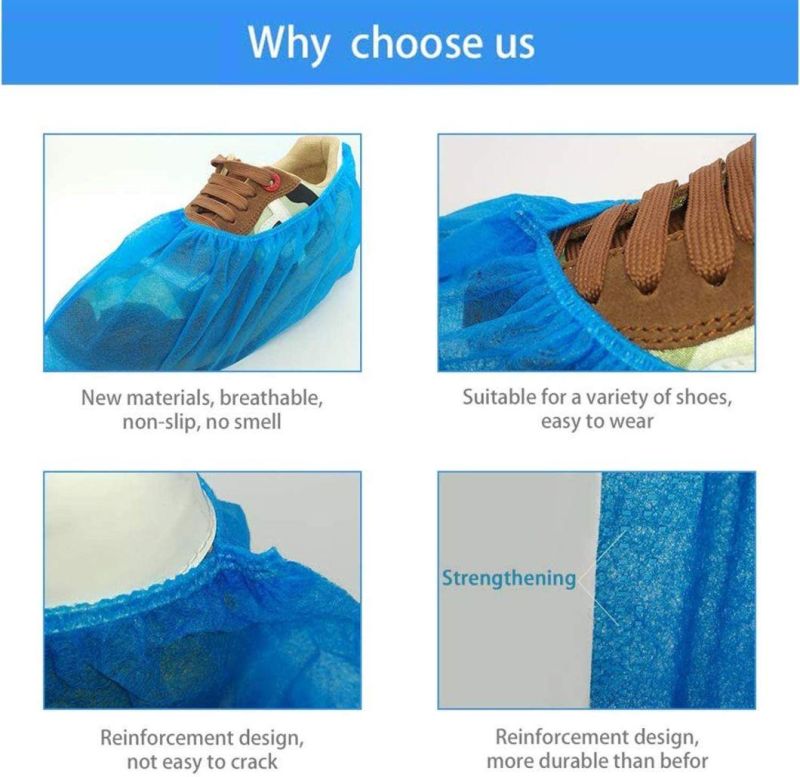 100PCS Disposable PE Blue Household Shoe Cover Non-Slip Wear-Resistant Dust-Proof Waterproof Shoe Cover