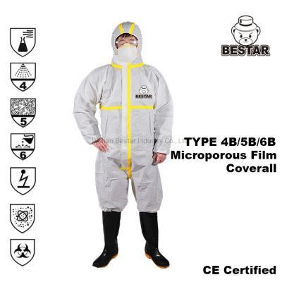 Disposable Nonwoven Type 4b/5b/6b Protective Microporous Film Coverall