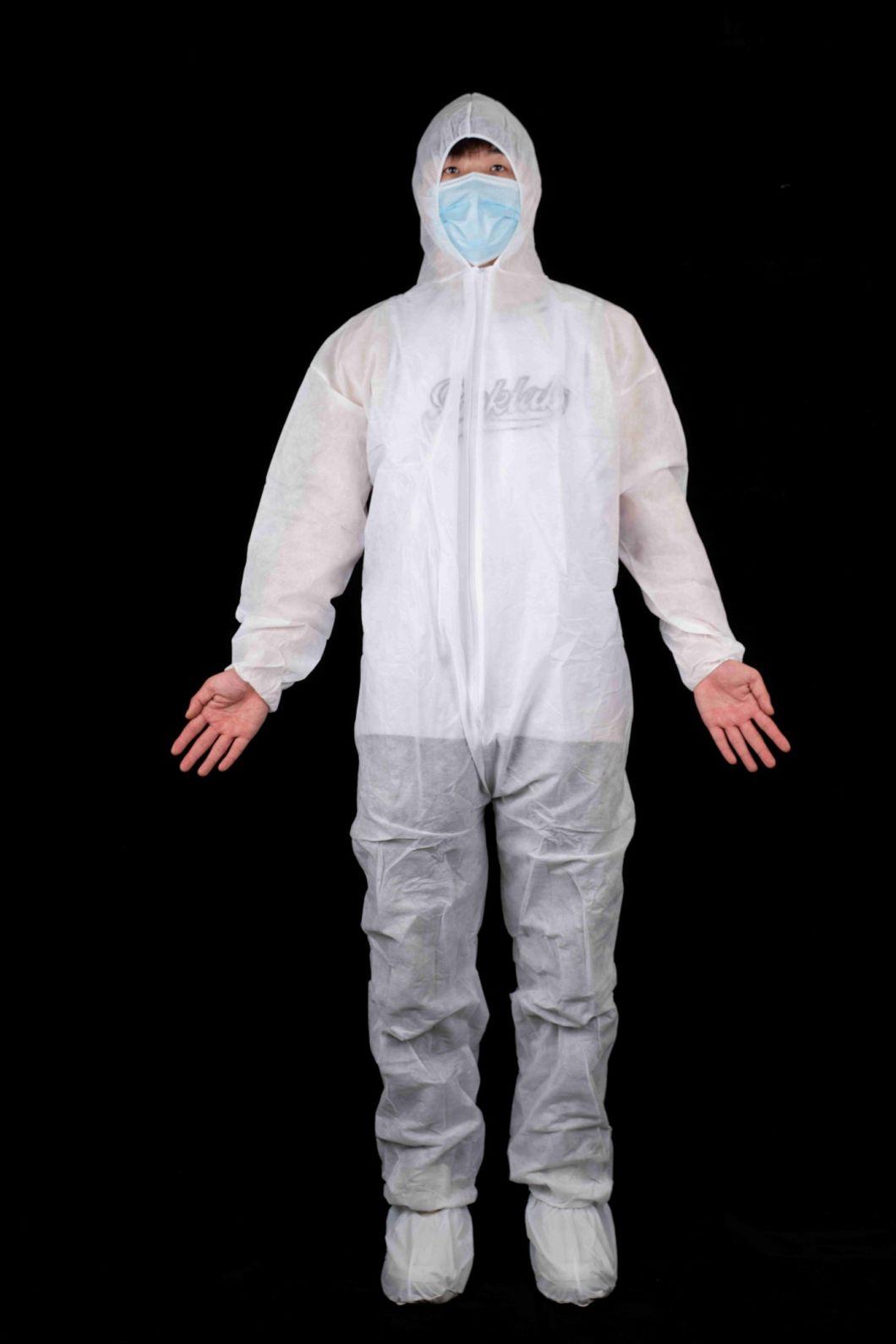 Factory Use White or Dark Blue Disposable Use Coverall with Elastic Wrist/Waist/Ankle Waterproof SMS Full-Body Gown
