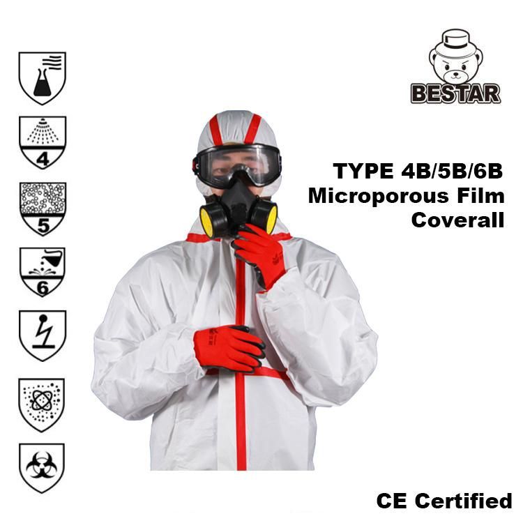 Type 4b/5b/6b Microporous Coverall with Blue Tape