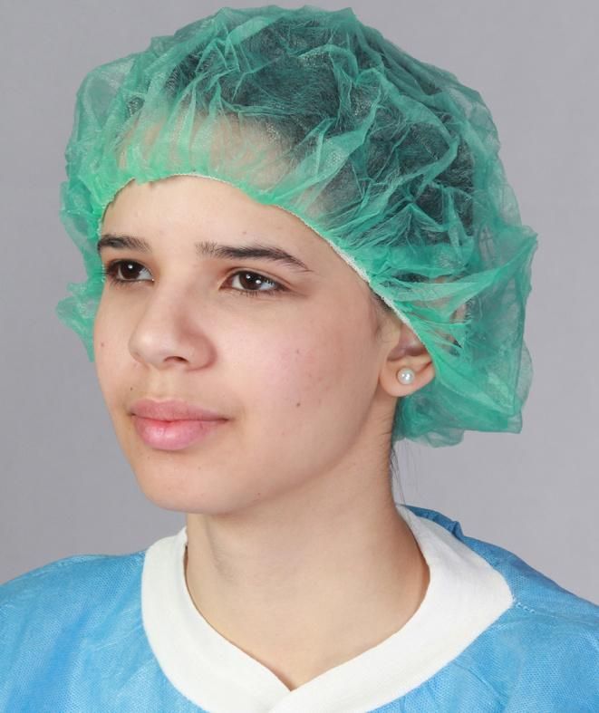 White Color Disposable Non Woven PP Bouffant Cap Hair Net for Industry