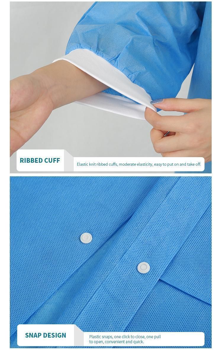 Disposable Nonwoven PP/ SMS Lab Coat for Laboratotry and Hospital
