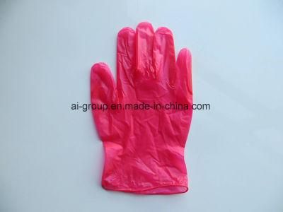 Red Vinyl Glove Powder Free or Powdered with USP Absorbable Corn Starch