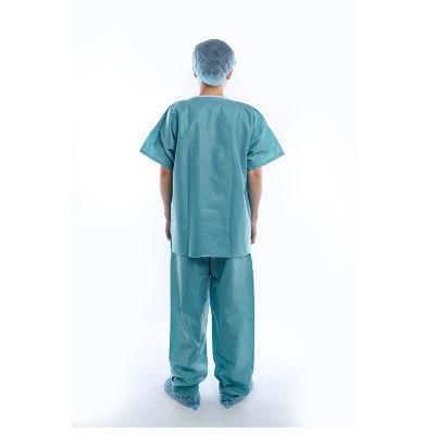 Hospital Clothing Medical Non Woven Patient Gown Disposable Short Sleeve Uniform
