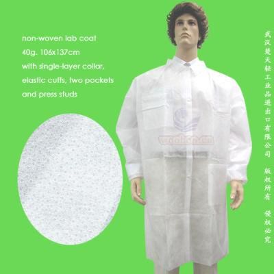 Disposable Nonwoven Coat with Open Cuff or Knitted Cuff