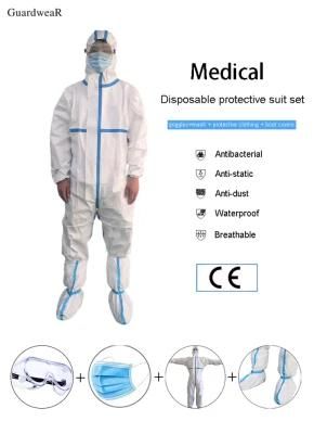 Full Body Hazmat PPE Coverall Unisex Disposable Isolation Suits CE Medical Protective Clothing Type 4/5/6