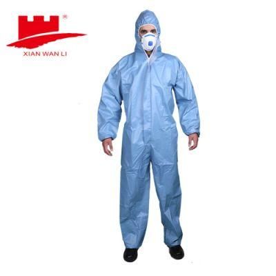 Blue Polypropylene Nonwoven Fabric Disposable Type 5/6 Protective Coverall
