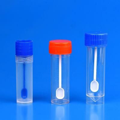 Laboratory Consumable Disposable Plastic Sterile Stool Cup Stool Container 30ml with Spoon Screw Cap Calibration Label