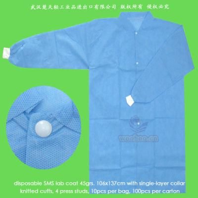 Disposable Patient Coat with Knitted Cuffs or Elastic Wrists