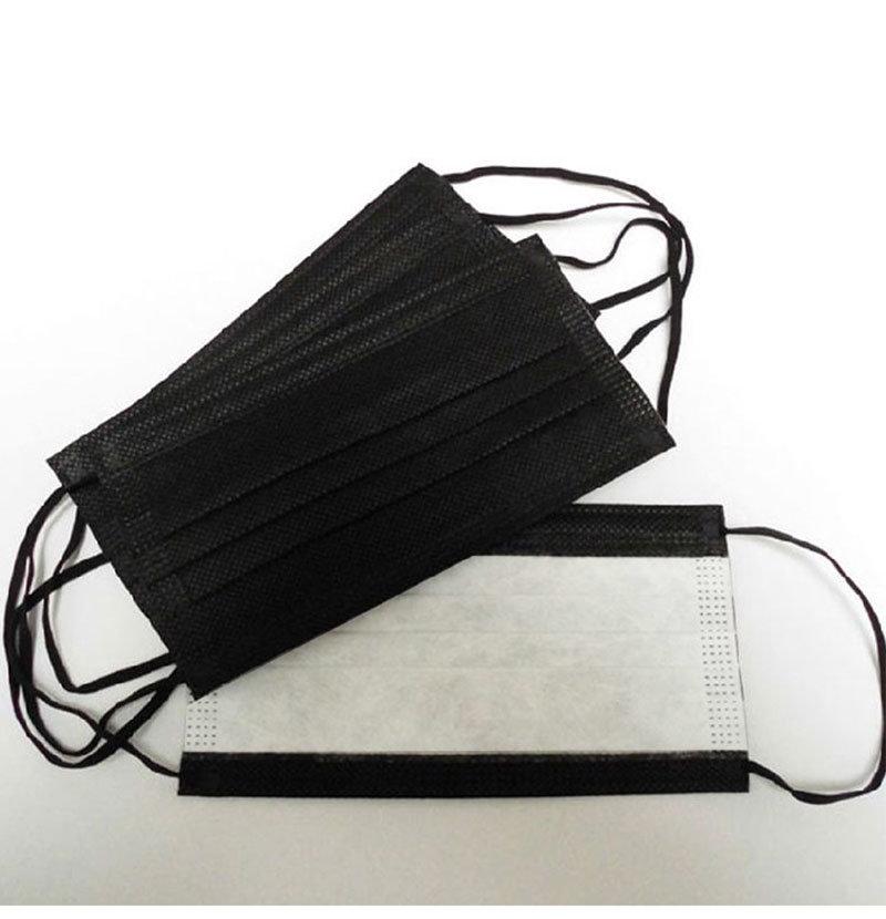 High Performance 3 Ply Disposable Non-Woven Fabric Medical Earloop Black Color Face Mask