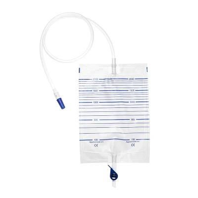 Medical Disposable 2000ml Urine Drainage Bag Medical Grade PVC Transparent Urine Collection Bag for Adult