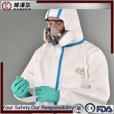 En14126 Type 4/5/6 Disposable Waterproof PPE Isolation Protective Suit with Hood