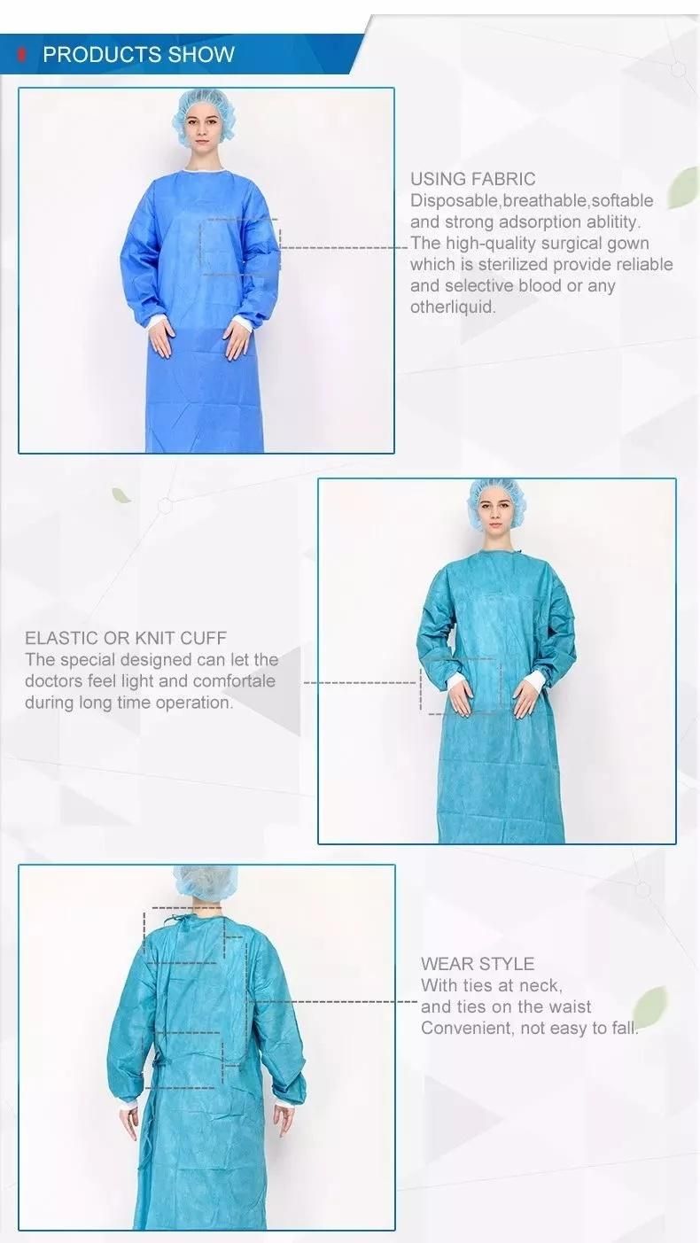 High Quality Operating Theater Gowns PP PE SMS SMMS Smmms Long Sleeve Scrub Suit for Doctor