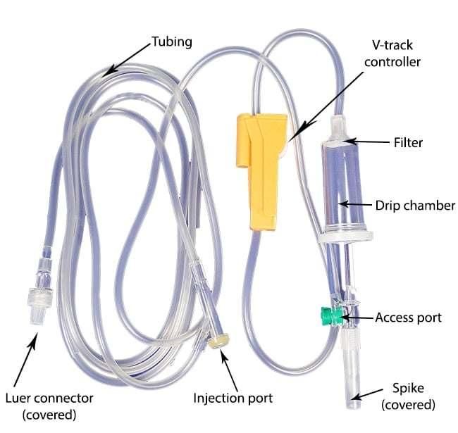 Disposable Non-Vented Spin Connector IV Giving Infusion Set