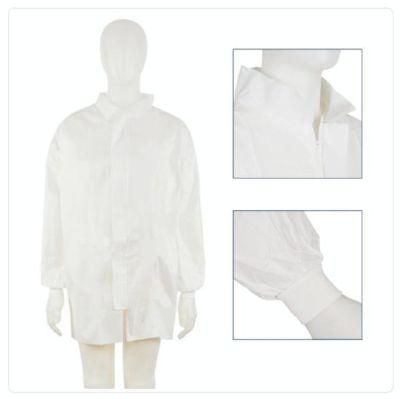 Lucky Star Disposable Lab Coat, Anti-Static Microporous Film Lab Coat, Zipped Front, Against Soild Dusts and Minor Splashing