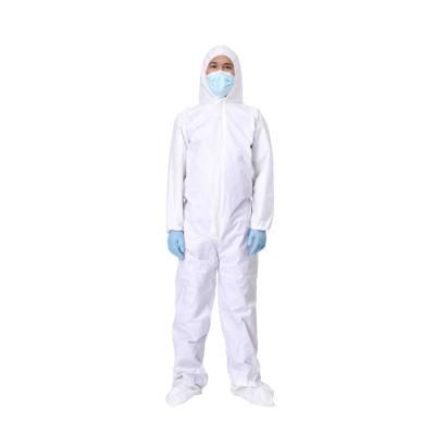 Disposable Waterproof Overalls by SMS or Microporous Film Laminated Materials/White Coverall