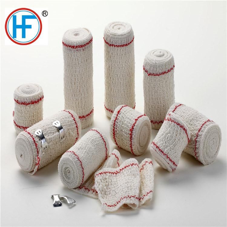 Medical Red (bule) Line Cotton Elastic Crepe Bandage with ISO, Ce Certificate