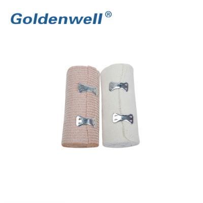 Medical Elastic 100% Cotton Plain Crepe Spandex Bandage with Clip Goldenwell