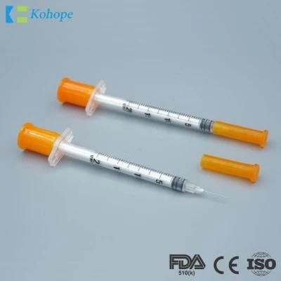 Sterile Disposable Medical Insulin Syringe with Fixed Ultra Fine Needle U-40/U-100 0.3ml/0.5ml/1.0ml High-Quality FDA CE&ISO