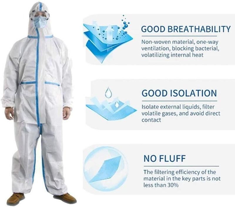 Protective Overalls Disposable Coveralls for Full Protection with Reinforced Isolation Seam Elastic Cuff and Hood