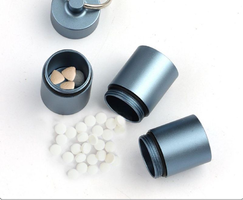 Daily Pill Container Holder Three Compartment Waterproof Portable Pill Cases Metal Pocket Pill Boxes Keychain for Purse for Travel Wbb18363