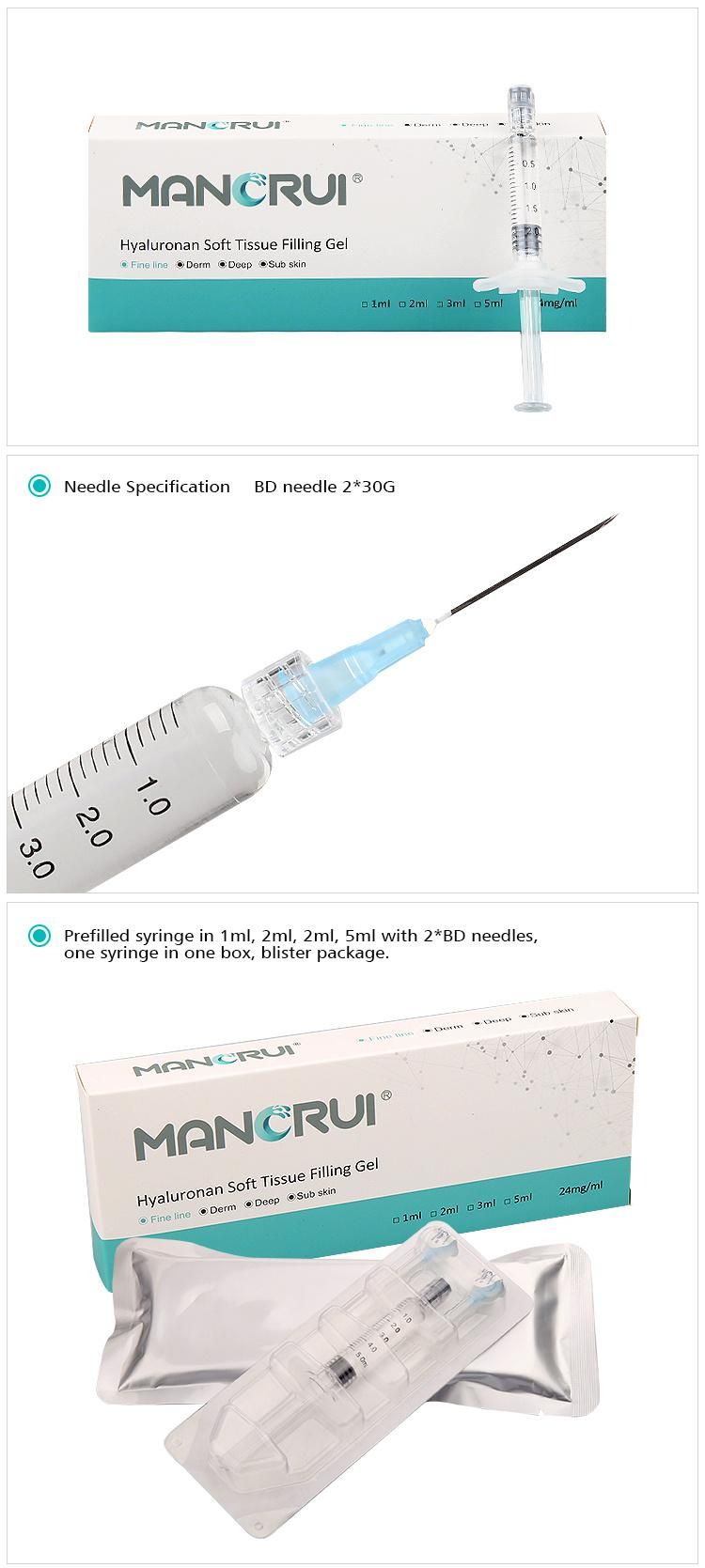 Fine Line Shallow Wrinkles Removal Hyaluronic Acid Dermal Filler 1ml