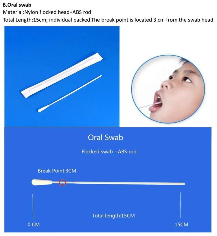 My-L011e Medical Consumables Nasal Saliva Swab Specimen Collect Kit Disposable Sample Collection Tube
