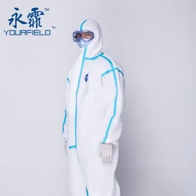 CE Certificated Eo Sterile 72GSM Blood Penetration Prevention Tyvek Protective Coverall Full Body